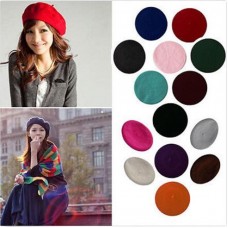 Mujer Sweet Solid Warm Wool Winter Beret French Artist Beanie Hat Ski Cap Hat  eb-74374897